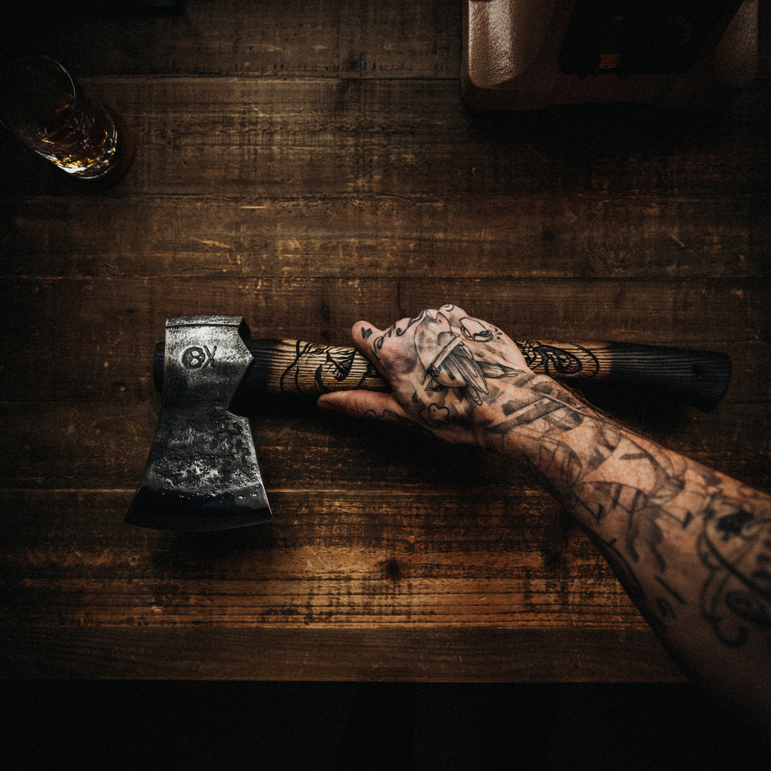 Hand Carved Forged Axe V3