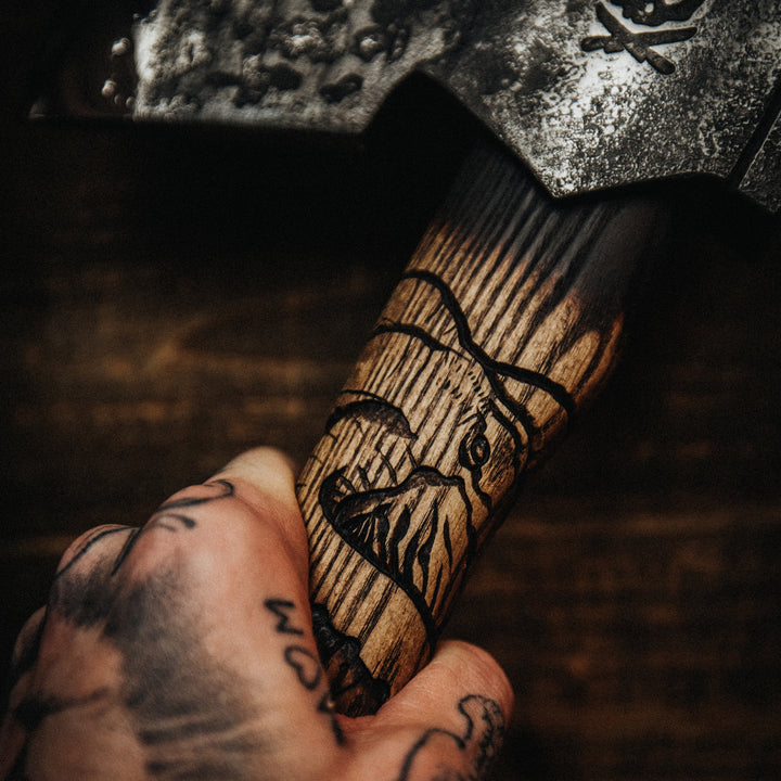 Hand Carved Forged Axe V3